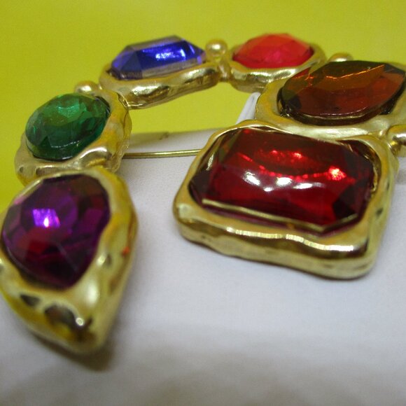 Park Lane Colorful Rhinestone Brooch Multi Colored Lucite Rhinestone Brooch - Picture 6 of 10